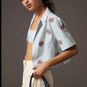 NWT Maeve x Anthropologie Crop Surf Crab Shirt Size Small